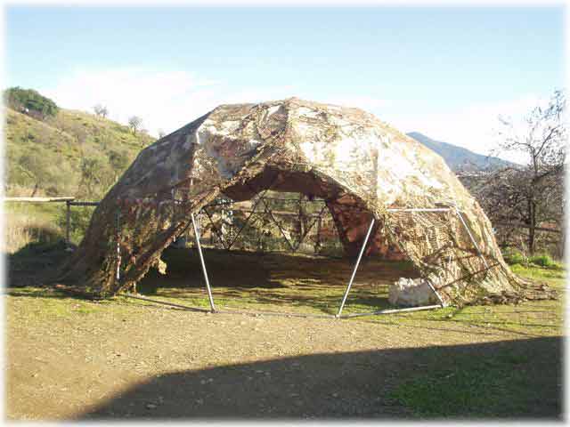 Dome with camo netting cover